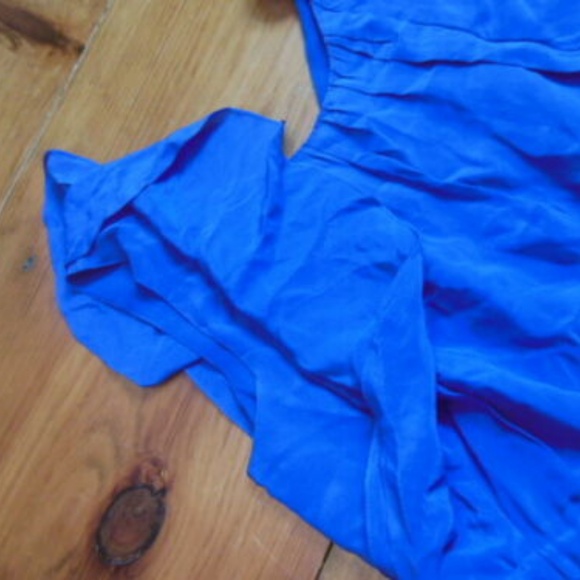 LEIFSDOTTIR 4 Blueberry 100% Silk Dress Flutter Sleeve Belted - Picture 3 of 5